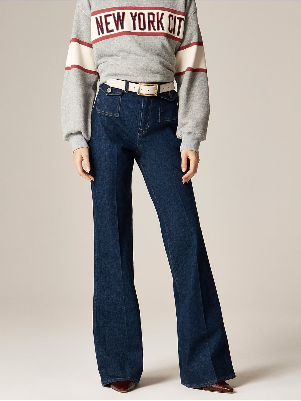 J. Crew High-Rise Wide-Leg Jeans in Dark Blue